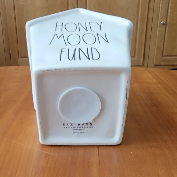 Rae Dunn Ceramic House Shaped HONEY MOON FUND Savings Bank - Picture 6 of 8